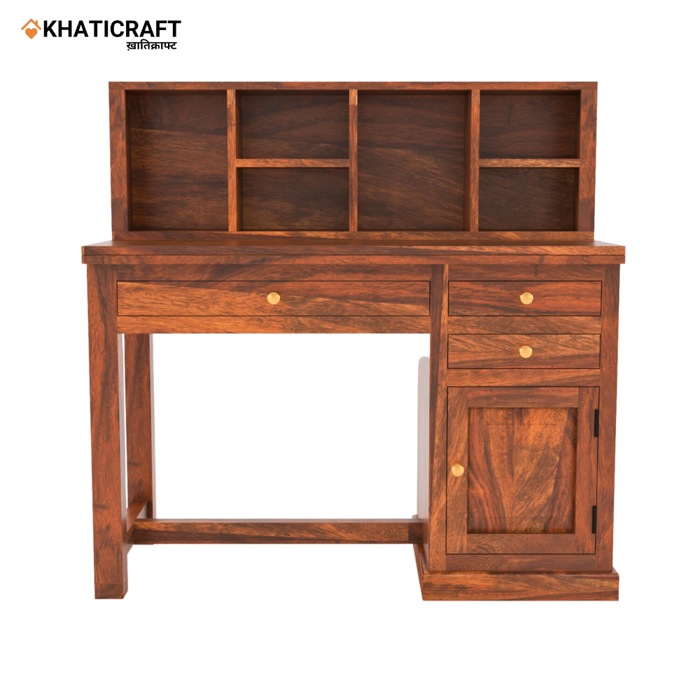 Nitya Solid Wood Sheesham Study Table with Chavi Wallshelf