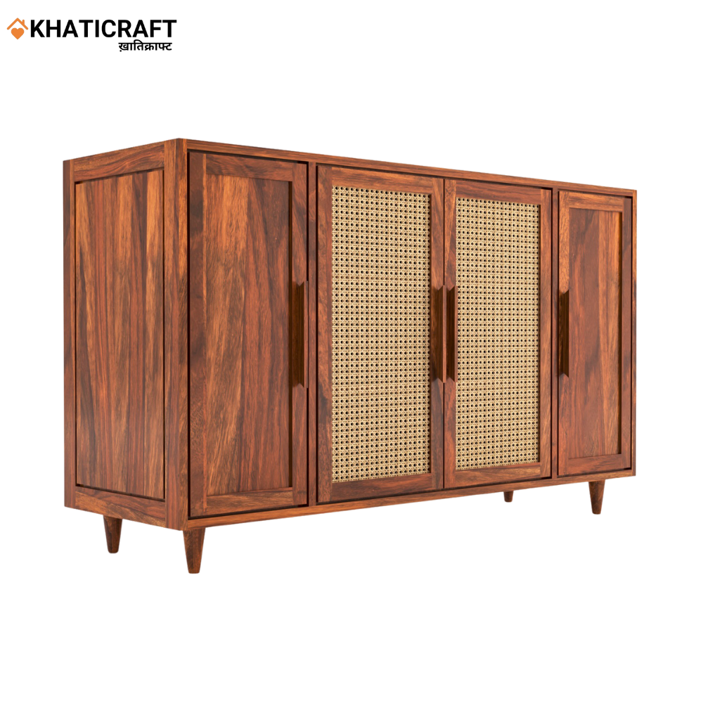 Naira Solid Wood Sheesham Sideboard With Rattan