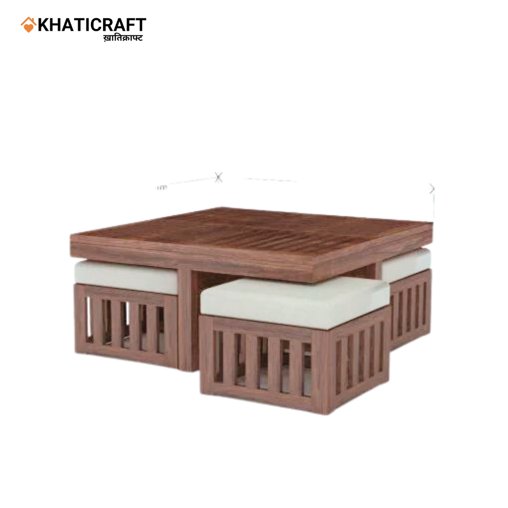 Dhara Solid Wood Sheesham Nested Coffee Table Set of 5(1+4)