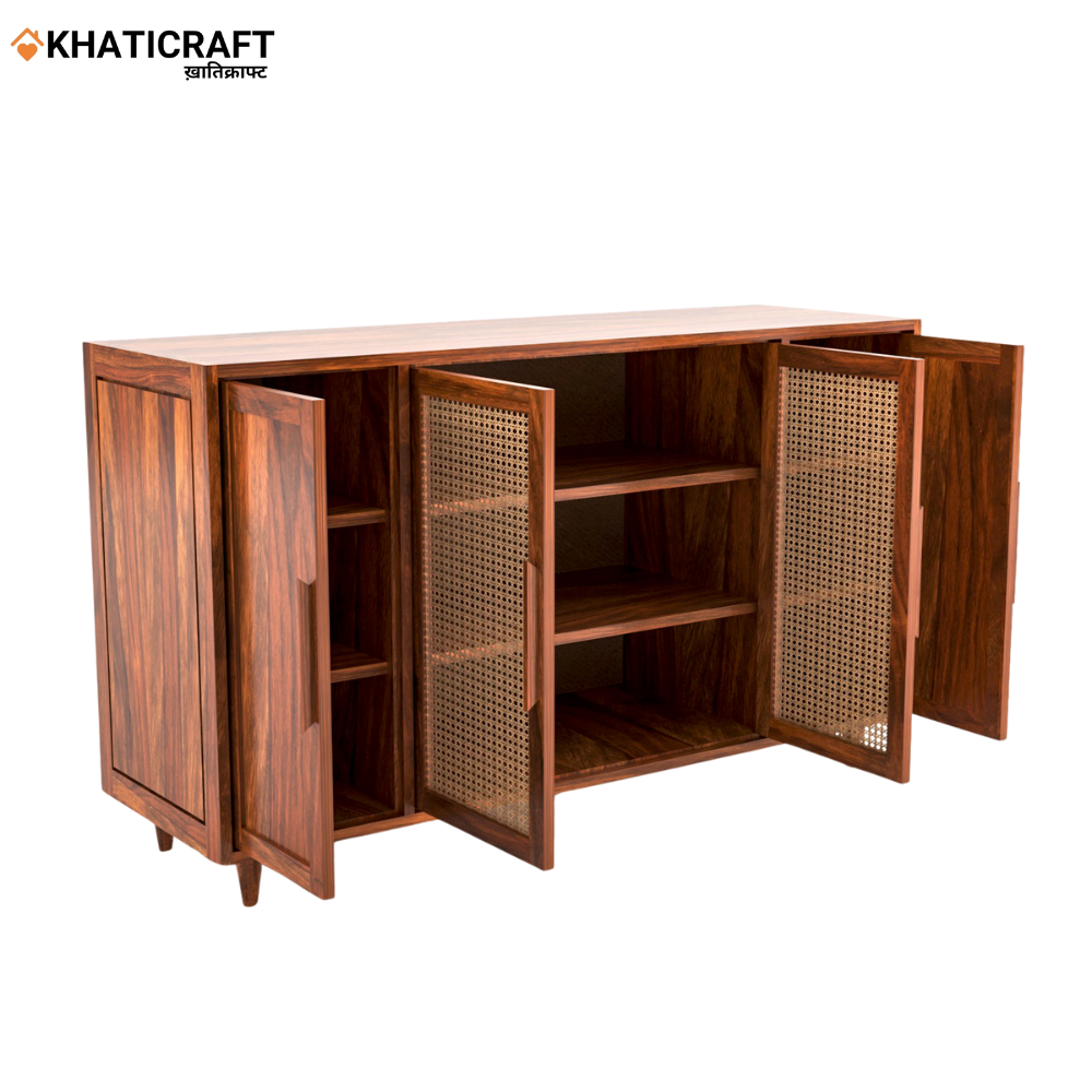 Naira Solid Wood Sheesham Sideboard With Rattan