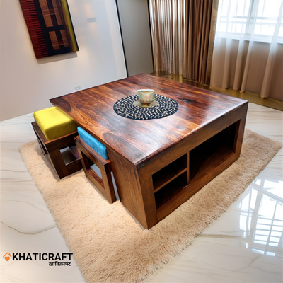 Kavya Solid Wood Sheesham Nested Coffee Table Set of 5(1+4)