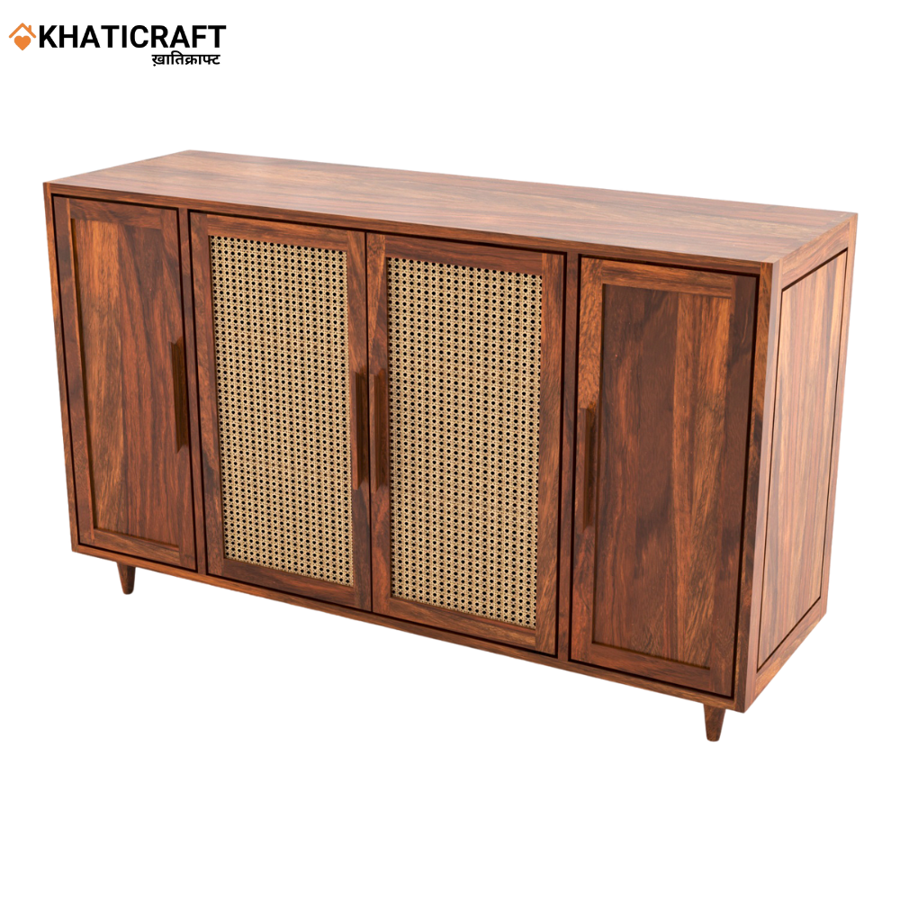 Naira Solid Wood Sheesham Sideboard With Rattan