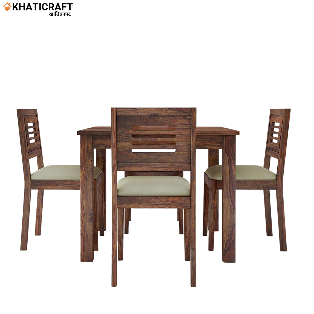 Hina Ulka Solid Wood Sheesham 4 Seater Dining Set with cushion