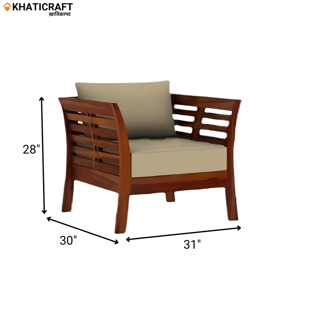 Netra Solid Wood Sheesham 5 Seater Sofa