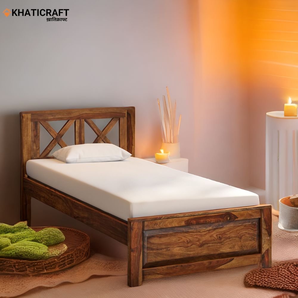 Solid Wood Sheesham  Single Bed