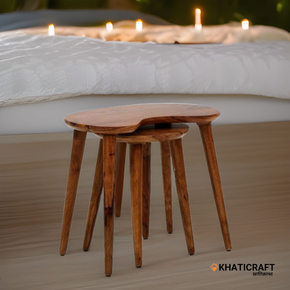 Chavi Solid Wood Sheesham Nested Stool Set