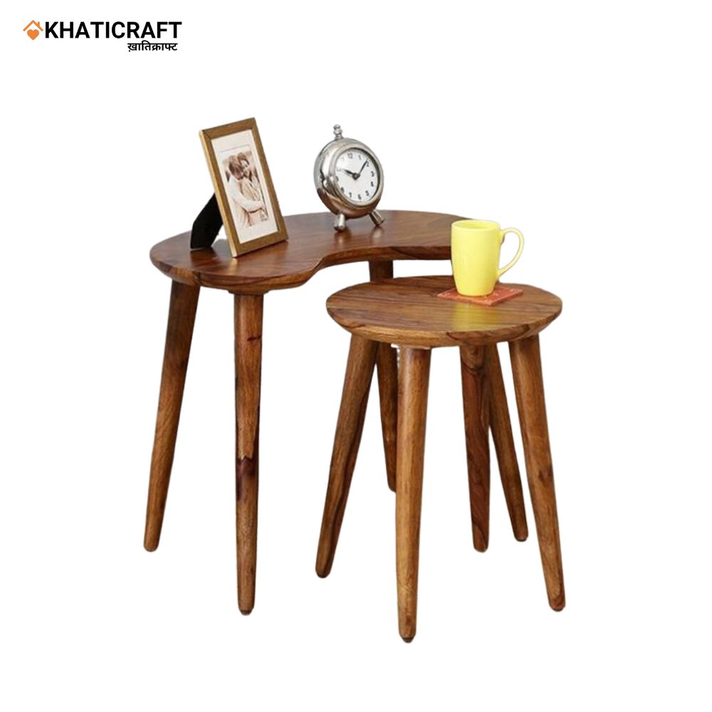 Chavi Solid Wood Sheesham Nested Stool Set