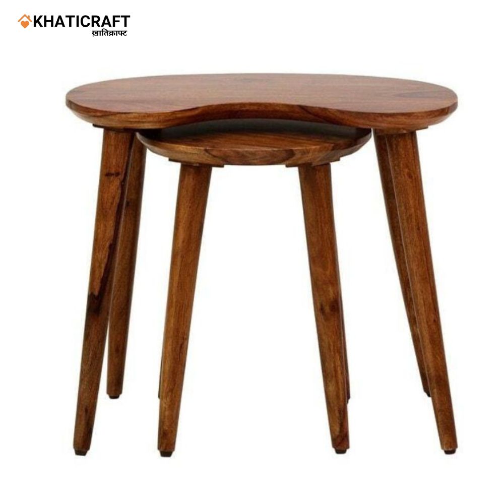 Chavi Solid Wood Sheesham Nested Stool Set