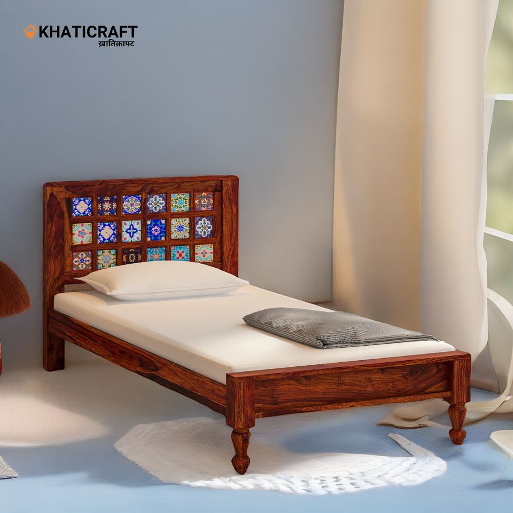  Solid Wood Sheesham  Single Bed