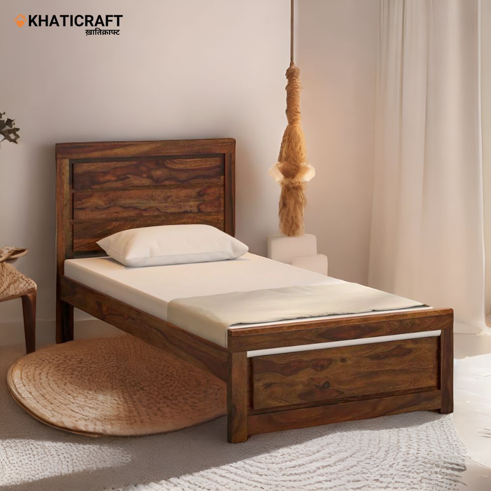 Hina Solid Wood Sheesham  Single Bed