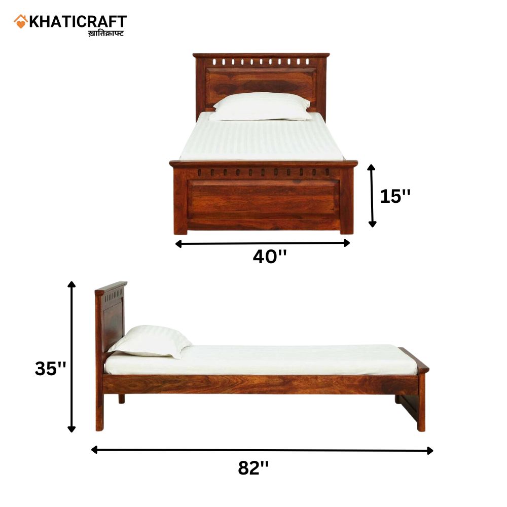 Kuber Solid Wood Sheesham Single Bed