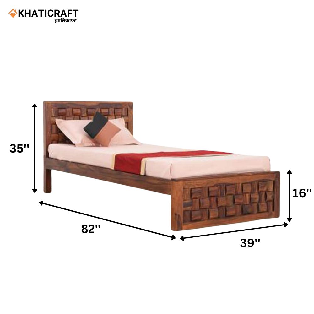 Niwar Solid Wood Sheesham  Single Bed