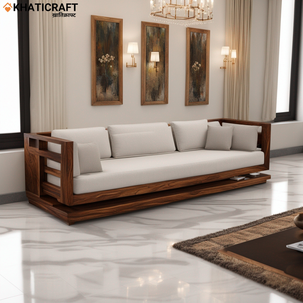 Rudra Solid Wood Sheesham 3 Seater Sofa