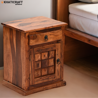 Stupa Solid Wood Sheesham Bedside Table