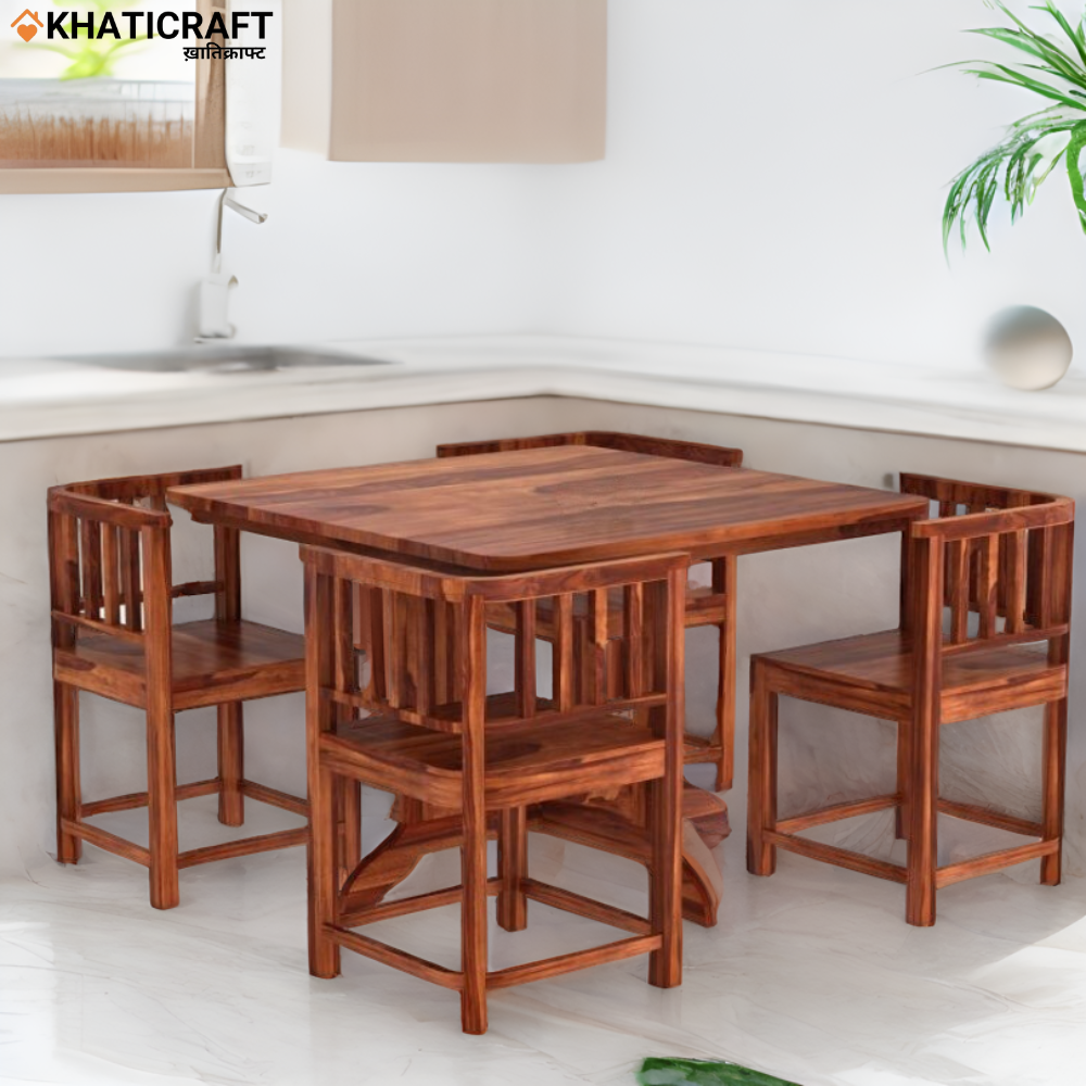 Sara Solid Wood Sheesham 4 Seater Compact Dining Set