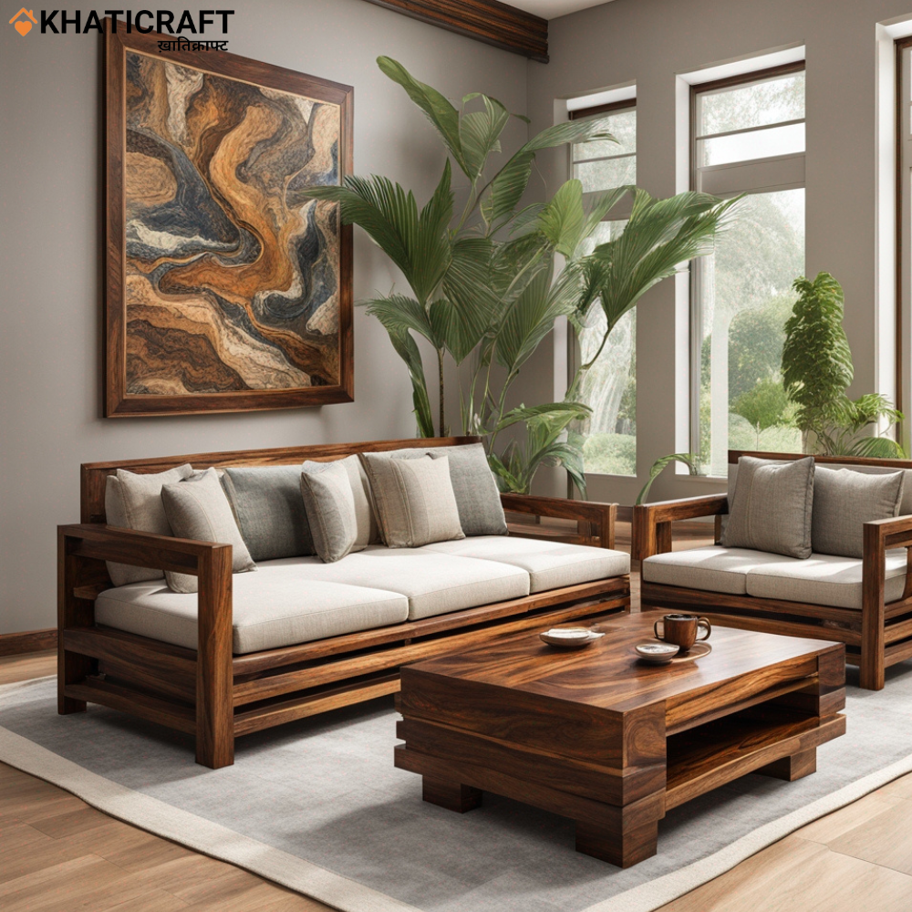 Vani Solid Wood Sheesham 5 Seater Sofa