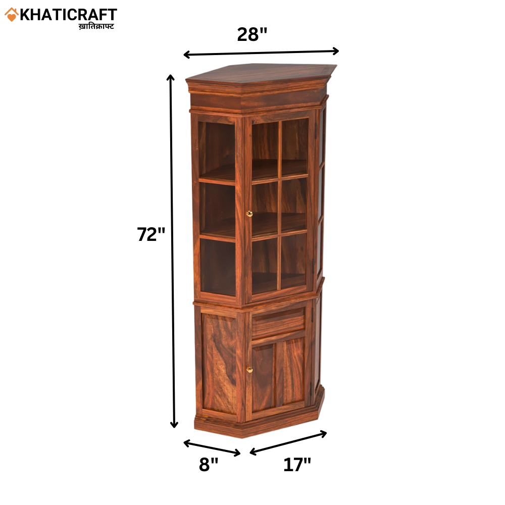 Ziya Solid Wood Sheesham Corner Cabinet