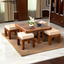 Dhara With Plain stool Solid Wood Sheesham Nested Coffee Table Set of 5(1+4)