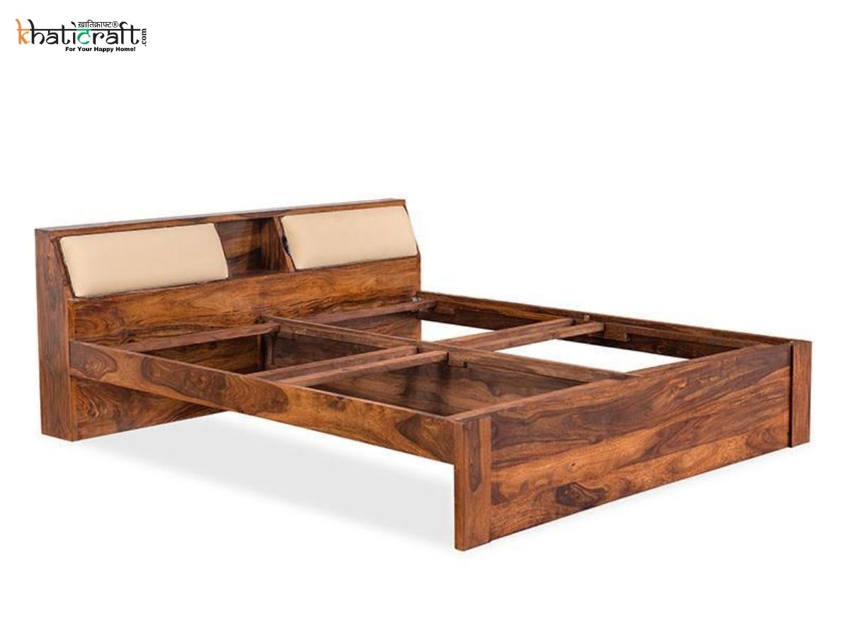 Buy online Iksha Solid Wood Without Storage Bed At Khaticraft