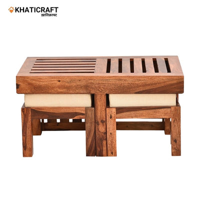 Dhara Solid Wood Sheesham Nested Coffee Table Set of 3(1+2)