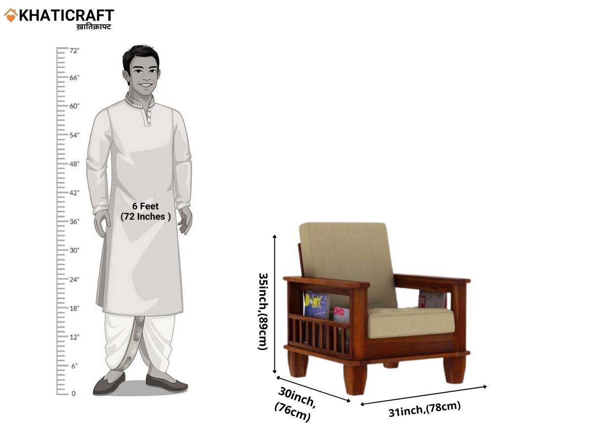 Hansa Solid Wood Sheesham 1 Seater Sofa