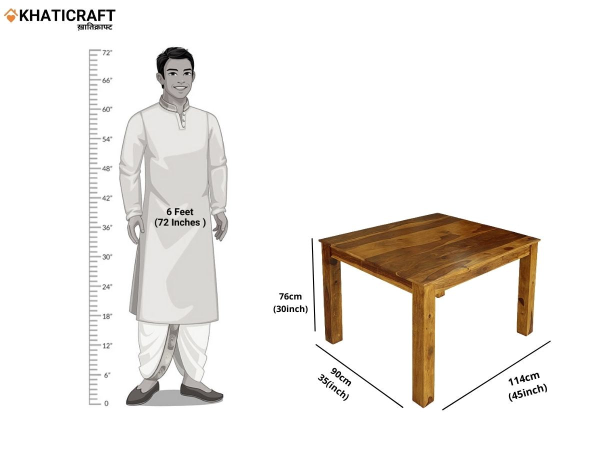 Hina Hana Solid Wood Sheesham 4 Seater Dining Set