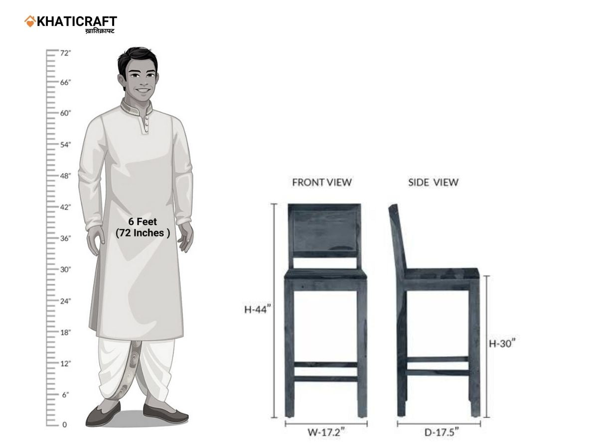 Hina Solid Wood Sheesham Bar Chair