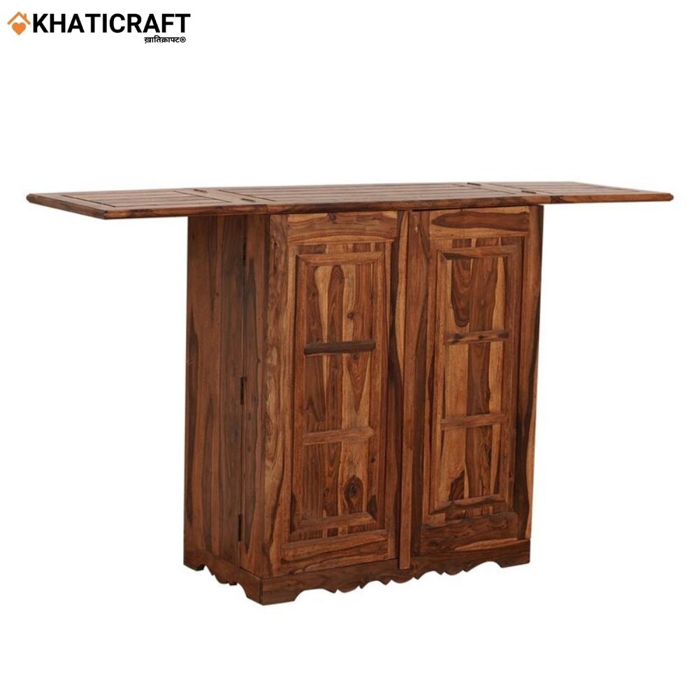 Hina Double Door Solid Wood Sheesham Bar Cabinet