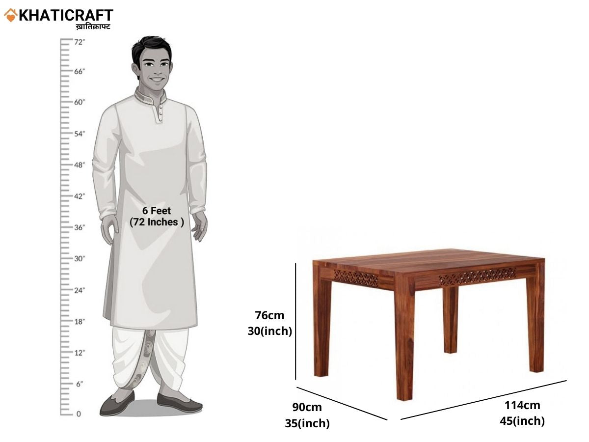 Mira Solid Wood Sheesham 4 Seater Dining Table