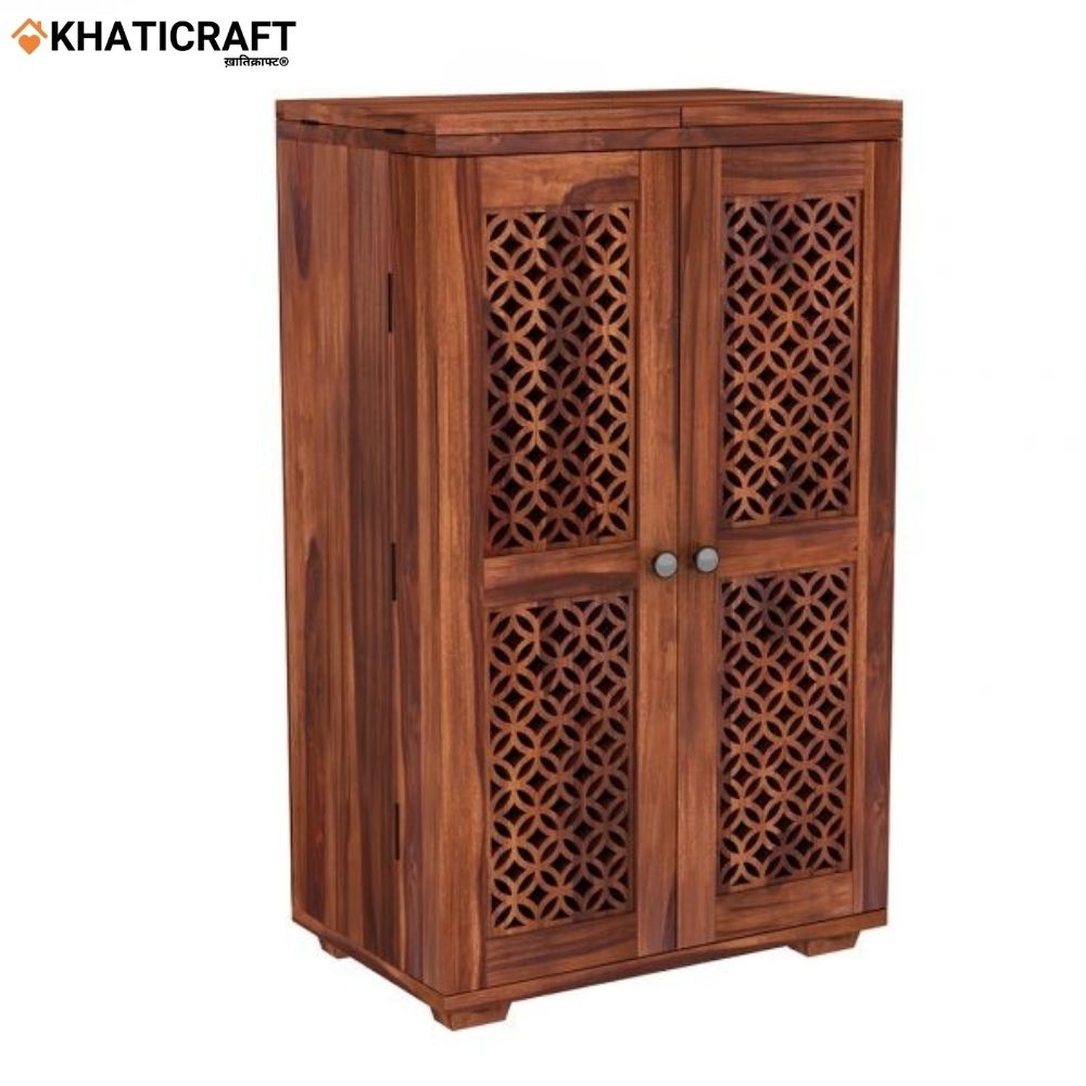 Mira Double Door Solid Wood Sheesham Bar Cabinet