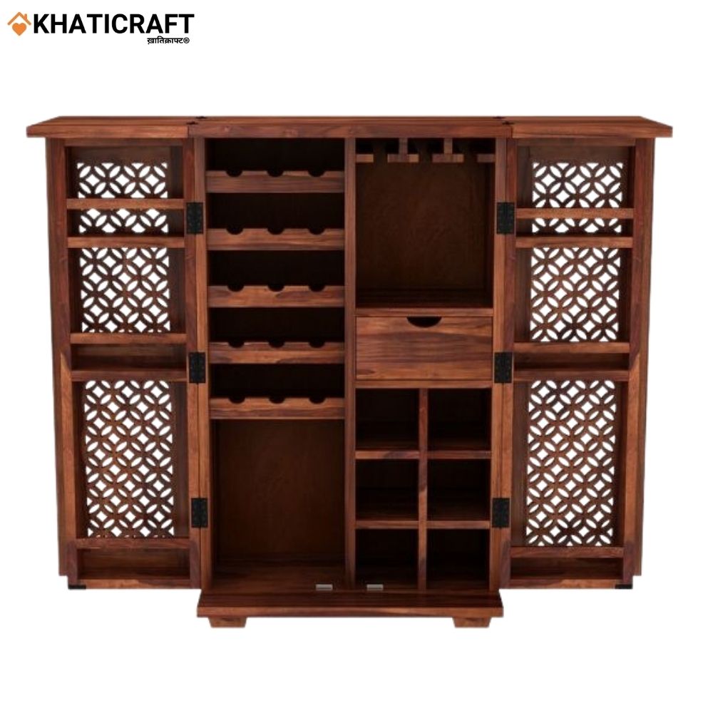 Mira Double Door Solid Wood Sheesham Bar Cabinet