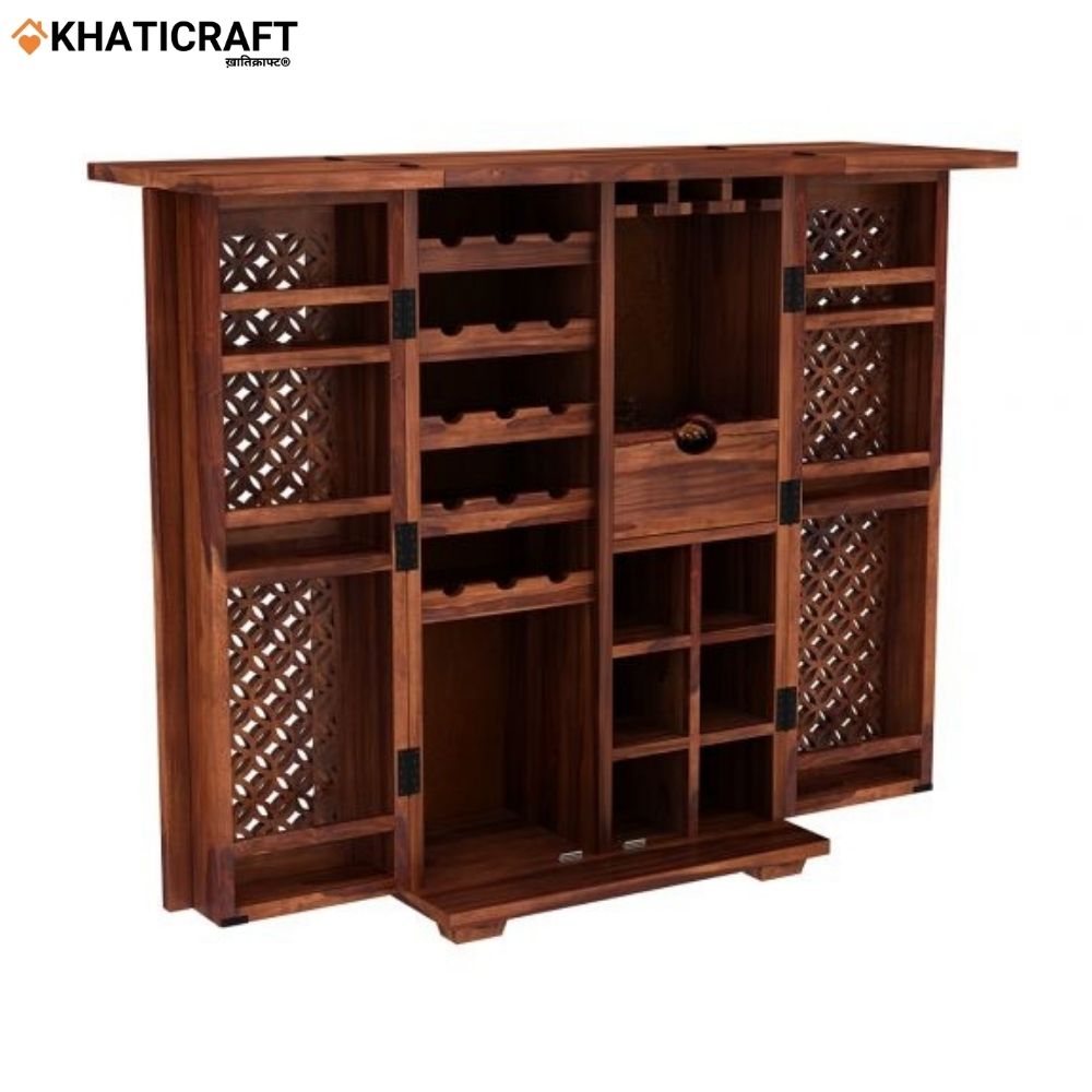 Mira Double Door Solid Wood Sheesham Bar Cabinet