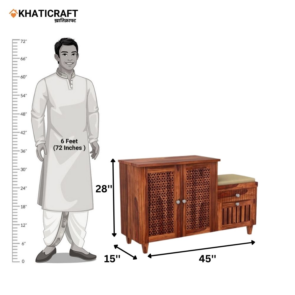 Mira Solid Wood Sheesham Shoe Rack