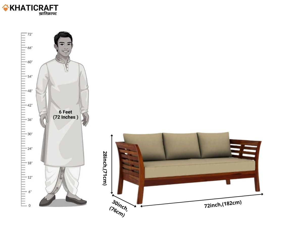 Netra Solid Wood Sheesham 3 Seater Sofa