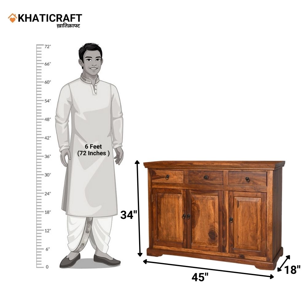 Nitya 4 Feet Solid Wood Sheesham Sideboard