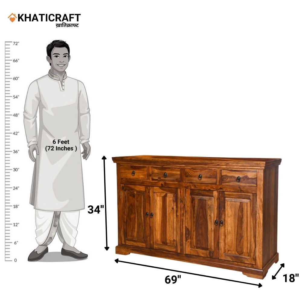 Nitya 6 Feet Solid Wood Sheesham Sideboard