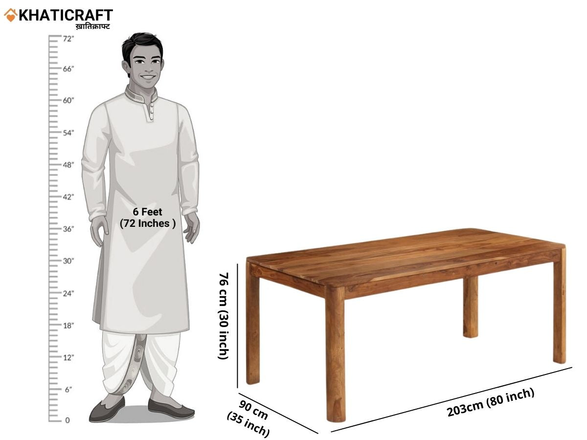 Rami Solid Wood Sheesham 8 Seater Dining Table