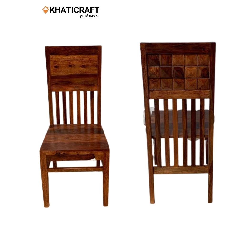 Stupa Solid Wood Sheesham Chair Set (2 Pcs)