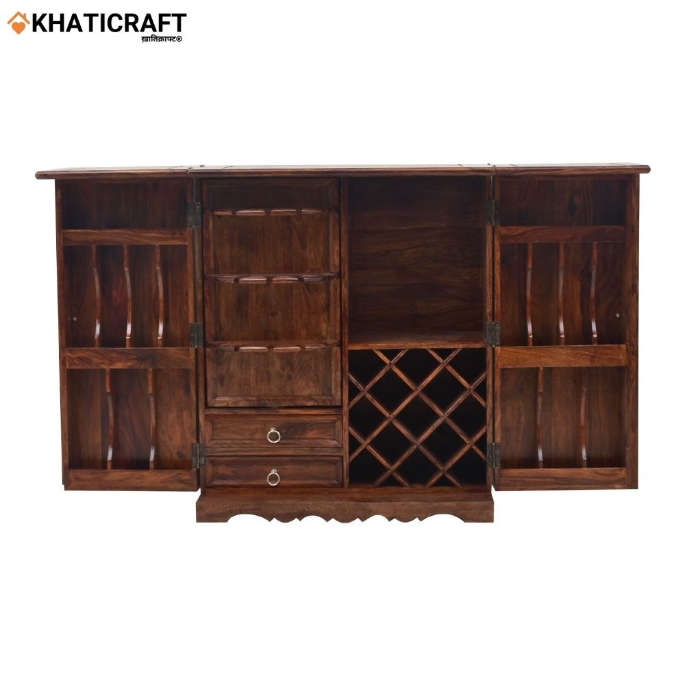 Tamra Double Door Solid Wood Sheesham Bar Cabinet