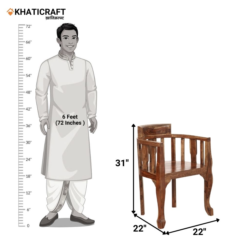 Usha Solid Wood Sheesham Armrest Chair