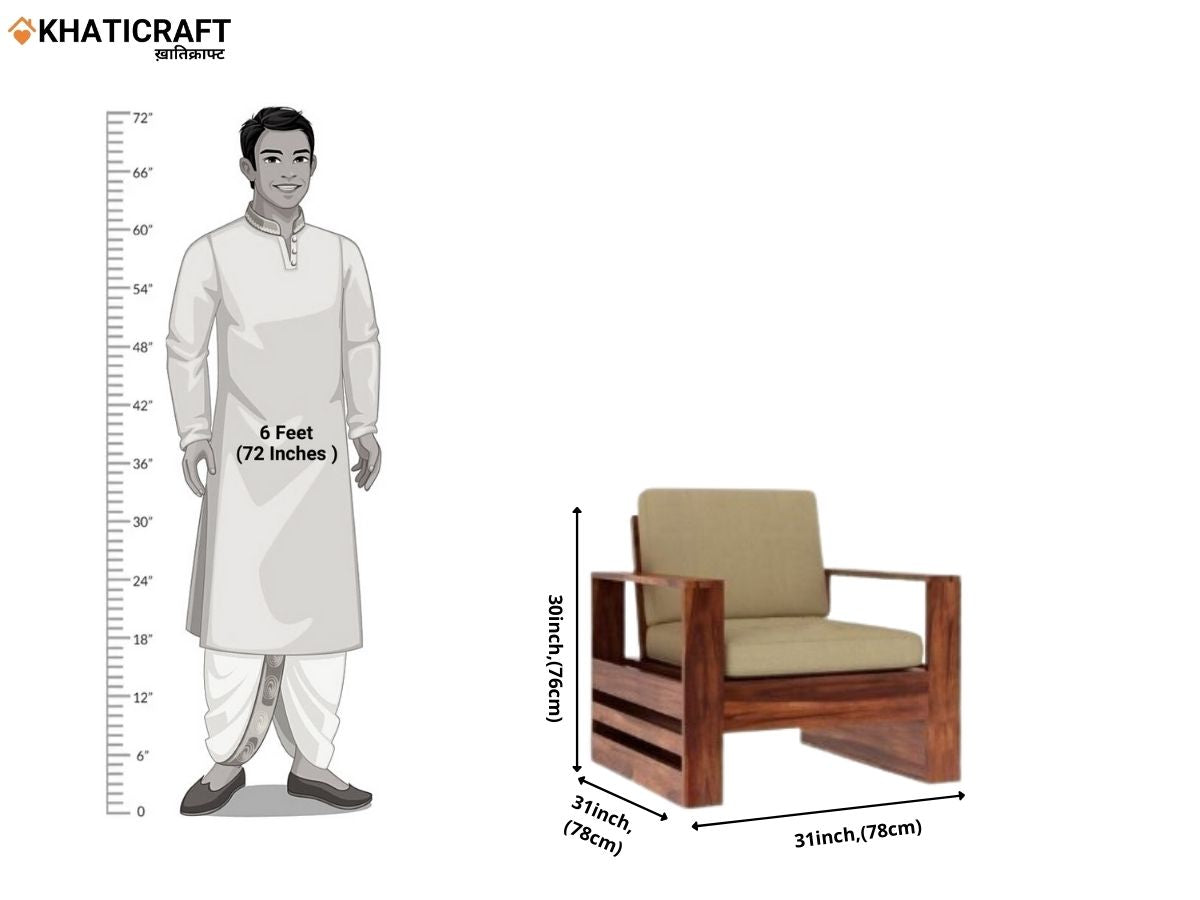 Vitra Solid Wood Sheesham 1 Seater Sofa