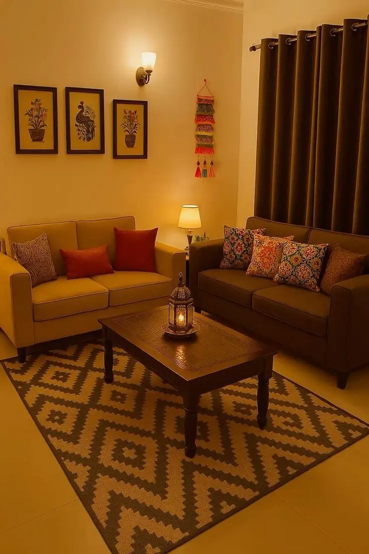 living room winter setup