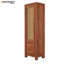 Hina Solid Wood Sheesham Bookshelf with Rattan-2