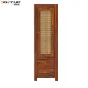 Hina Solid Wood Sheesham Bookshelf with Rattan-5