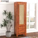 Hina Solid Wood Sheesham Bookshelf with Rattan-Primary