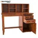 Mira Solid Wood Sheesham Study Table With Hina  Wallshelf-5