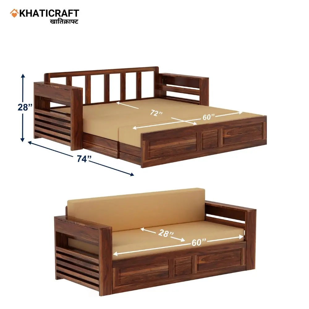Nitya Sofa Cum Bed In solid Wood Sheesham by Khaticraft (4).webp
