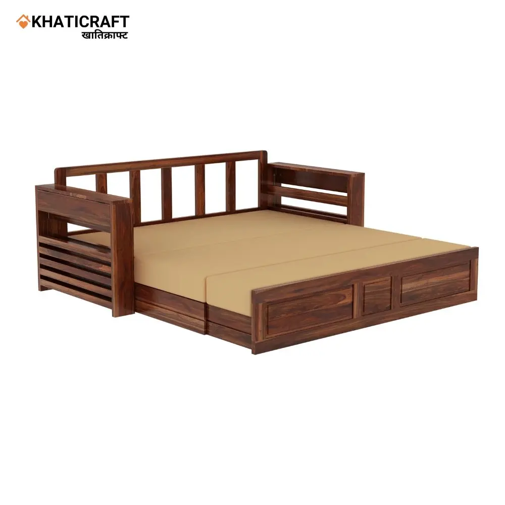 Nitya Sofa Cum Bed In solid Wood Sheesham by Khaticraft (3).webp
