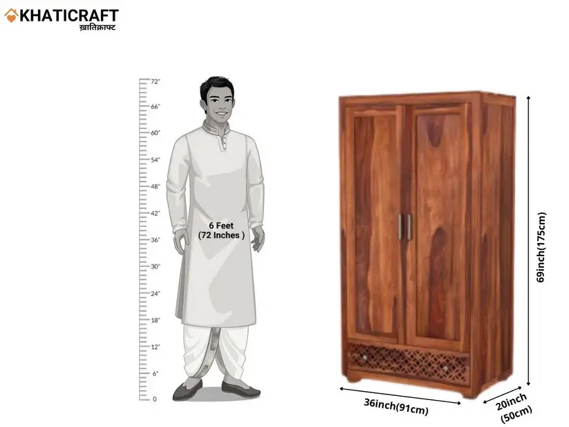 Mira Solid Wood Wardrobe size
