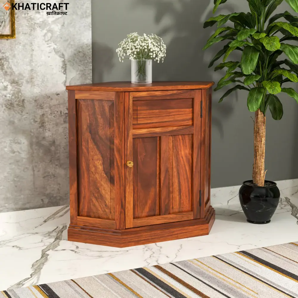 Ziya Solid Wood Sheesham Corner Cabinet(BTM)-1.